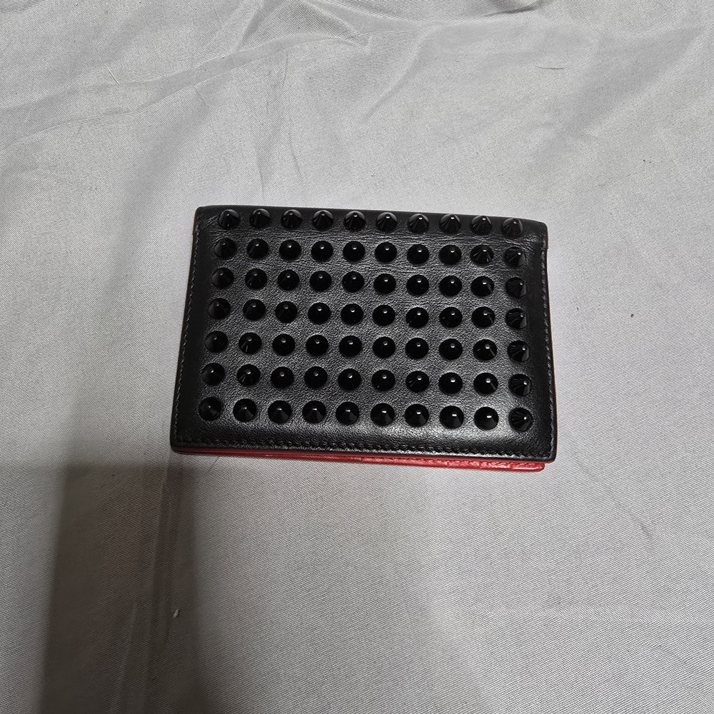 Christian Louboutin Black and Red Studded Card Holder